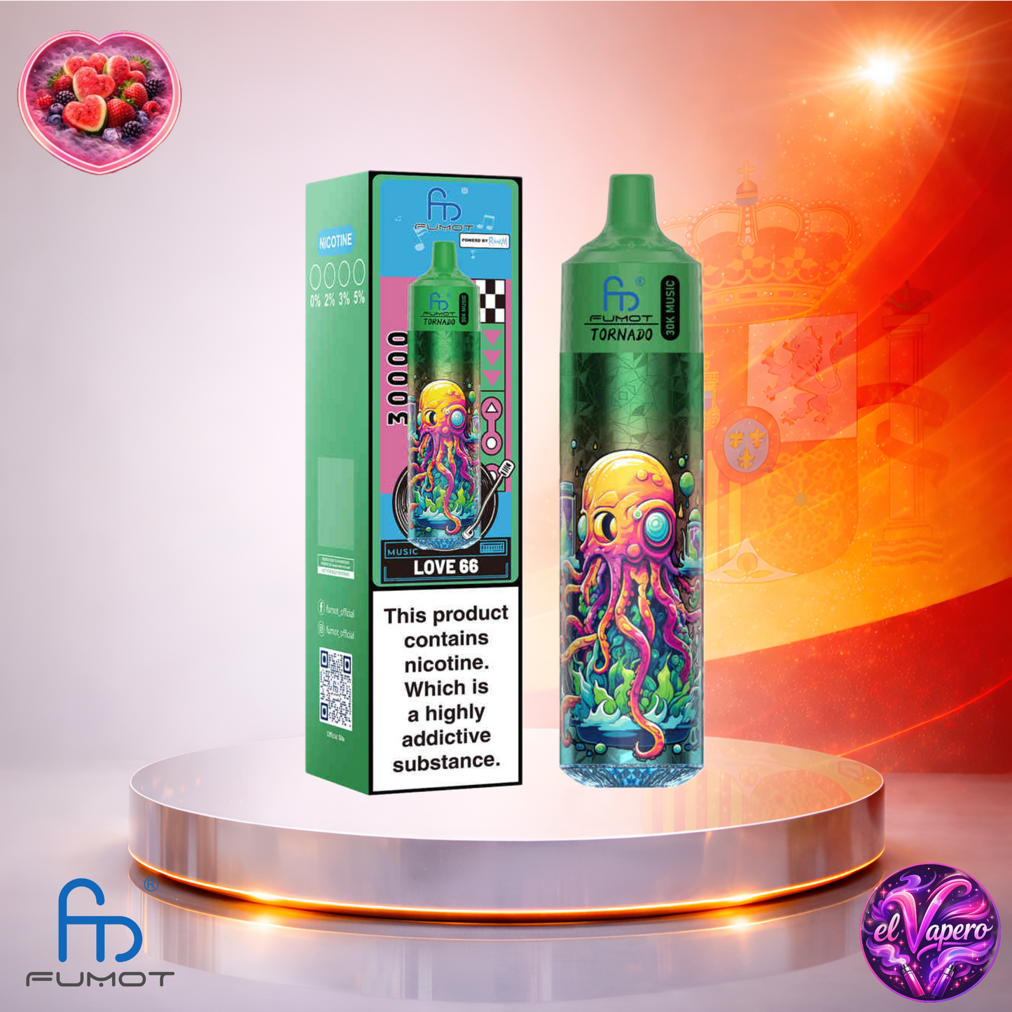 Vapers Desechables - Cigarrillo electrónico - España - Fumot - RandM - Tornado - 30K - Love 66 30000 Caladas - El mejor precio