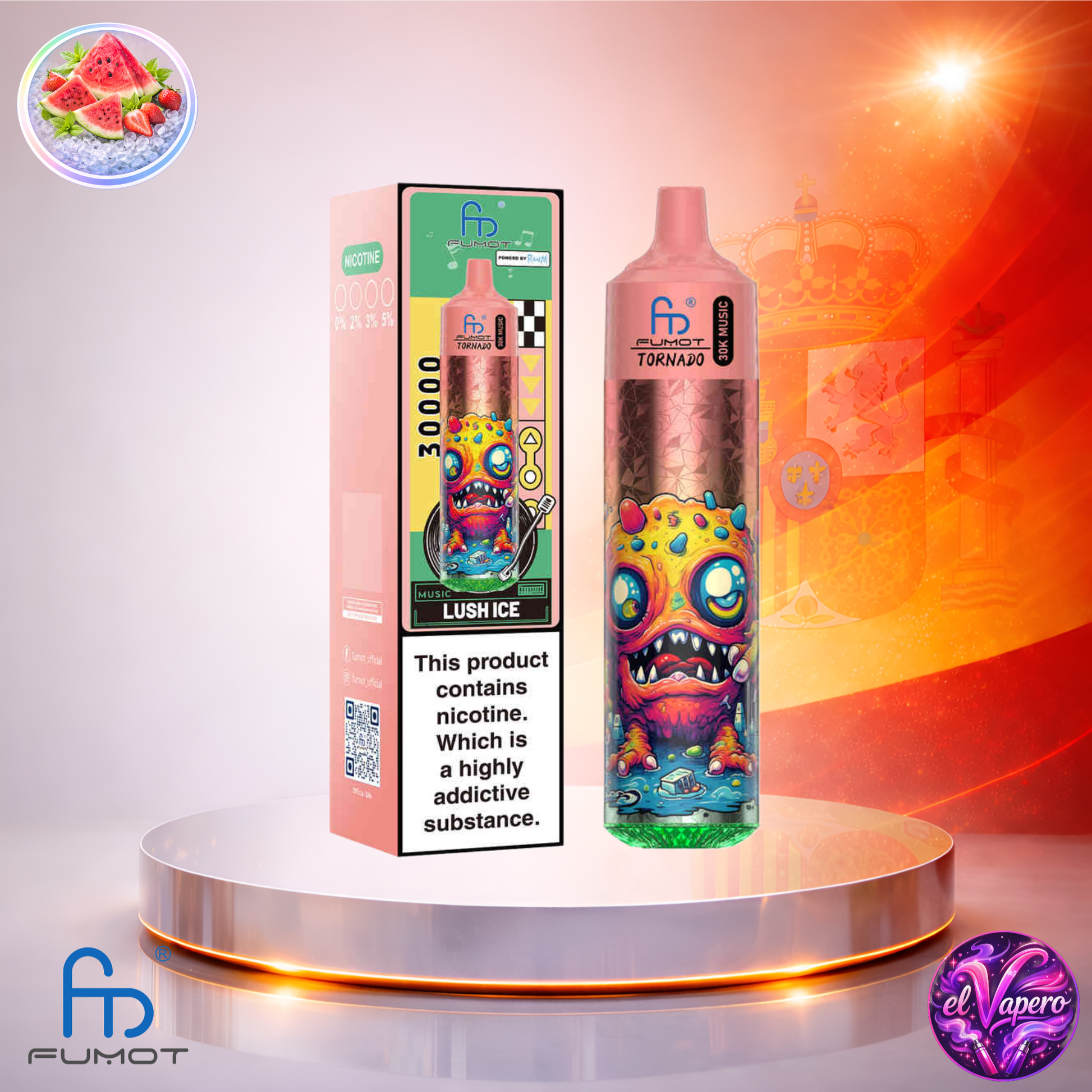 Vapers Desechables - Cigarrillo electrónico - España - Fumot - RandM - Tornado - 30K - Lush Ice 30000 Caladas - Los más baratos