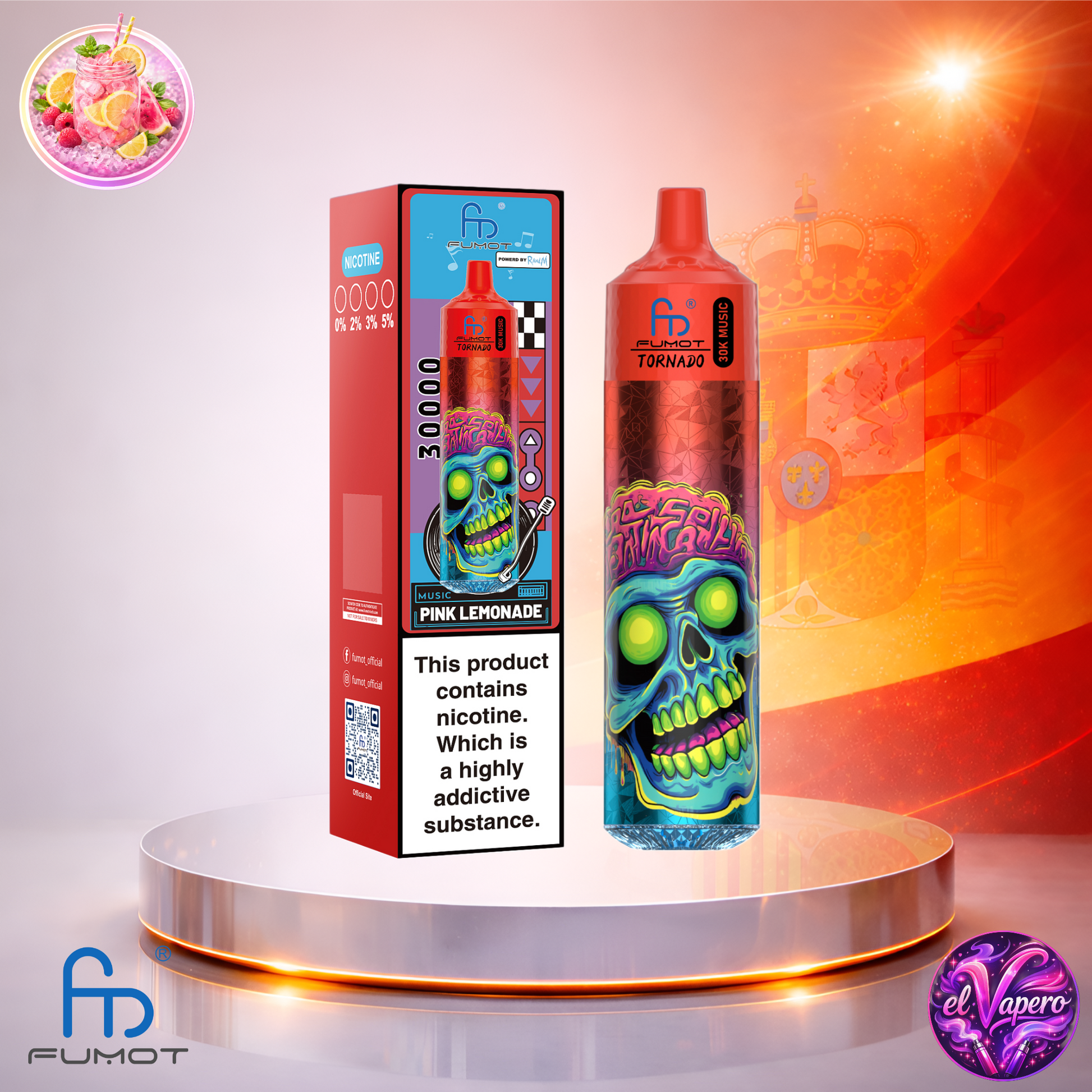 Vapers Desechables - Cigarrillo electrónico - España - Fumot - RandM - Tornado - 30K - Pink Lemonade 30000 Caladas - Los más baratos