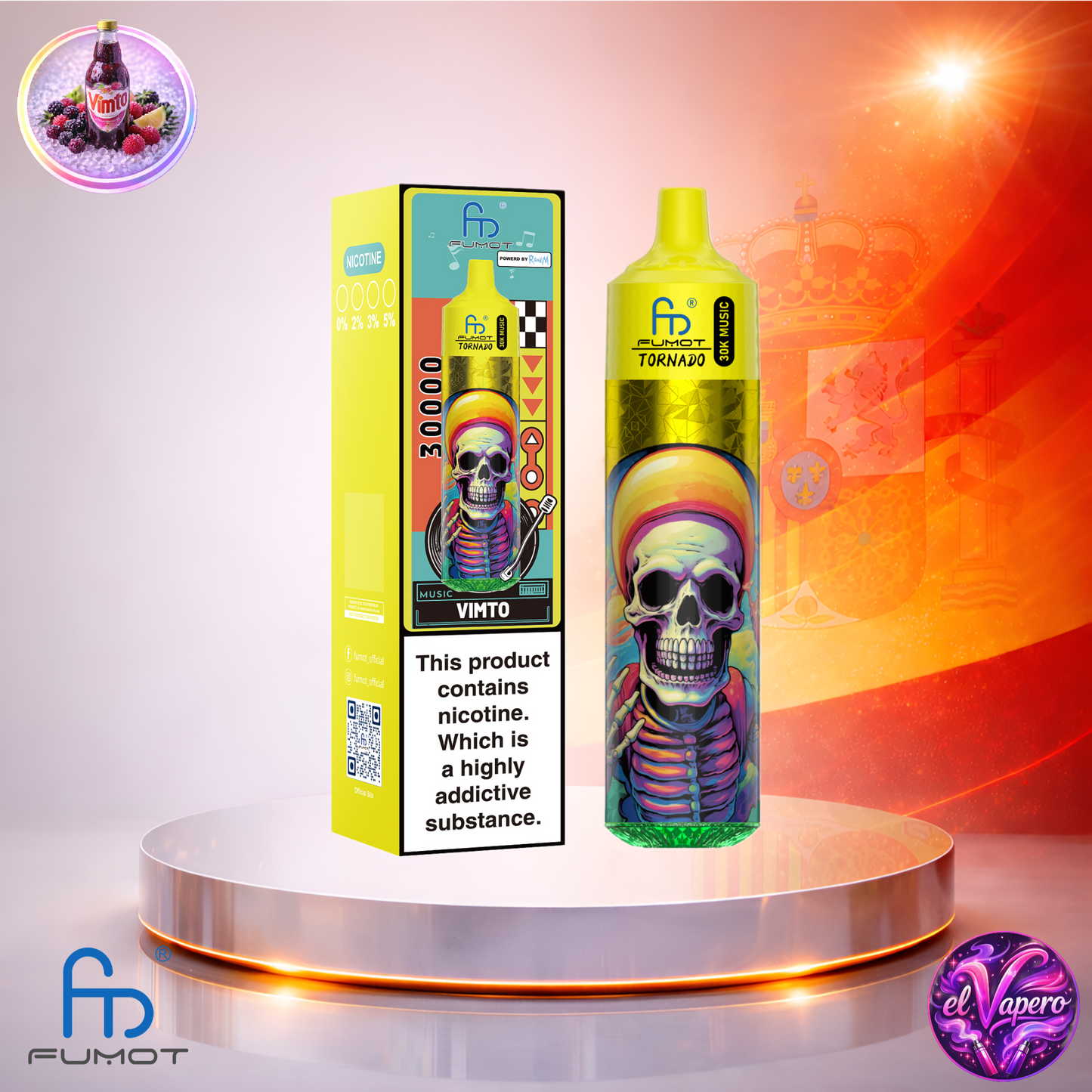 Vapers Desechables - Cigarrillo electrónico - España - Fumot - RandM - Tornado - 30K - Vimto 30000 Caladas - Los más baratos