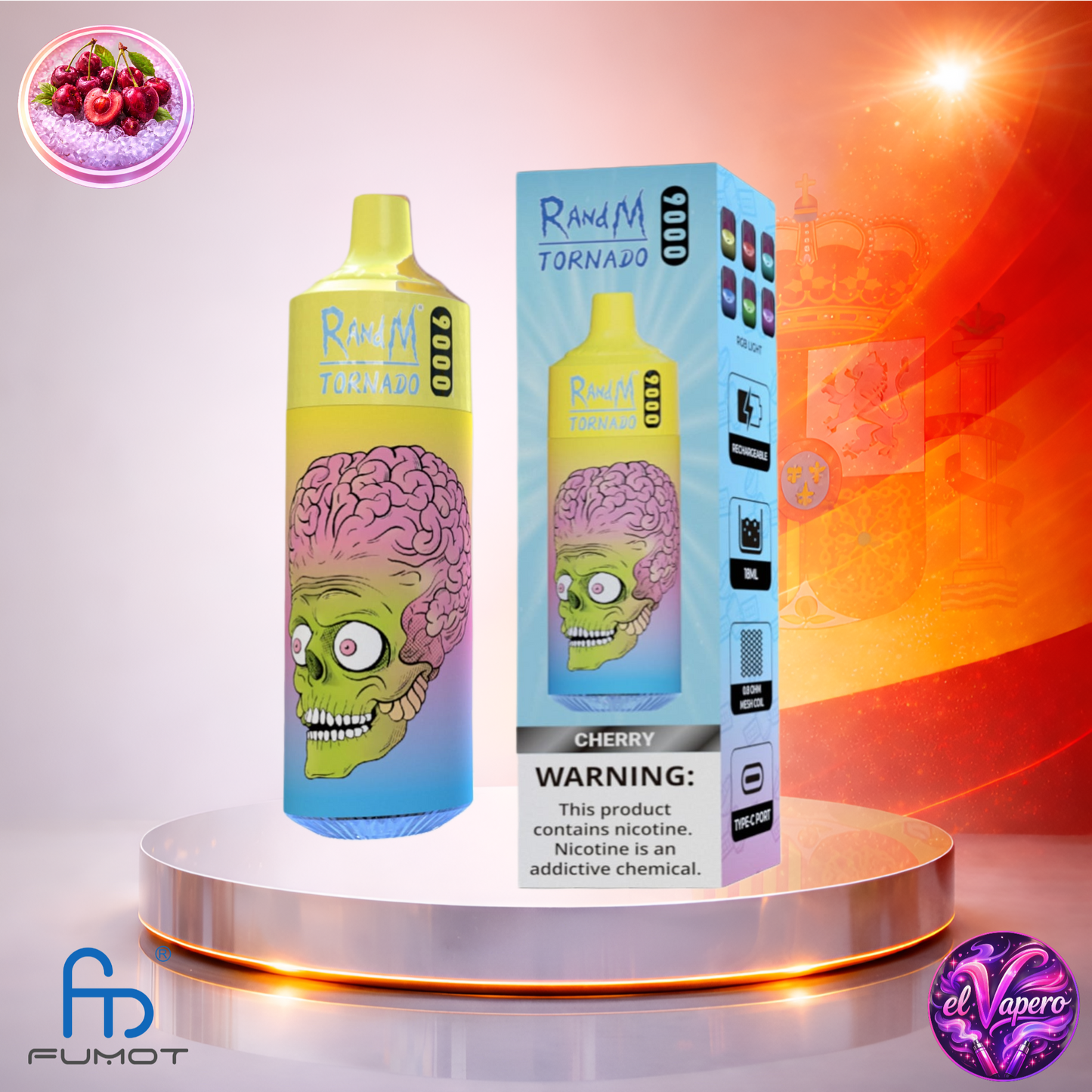 Vapers Desechables - Cigarrillo electrónico - España - Fumot - RandM Tornado - 9K - Cherry 9000 Caladas - Los más baratos