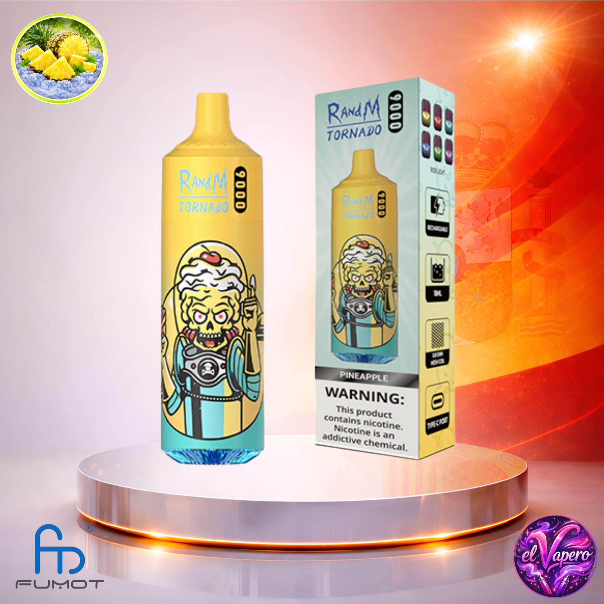 Vapers Desechables - Cigarrillo electrónico - España - Fumot - RandM Tornado - 9K - Pineapple 9000 Caladas - Los más baratos