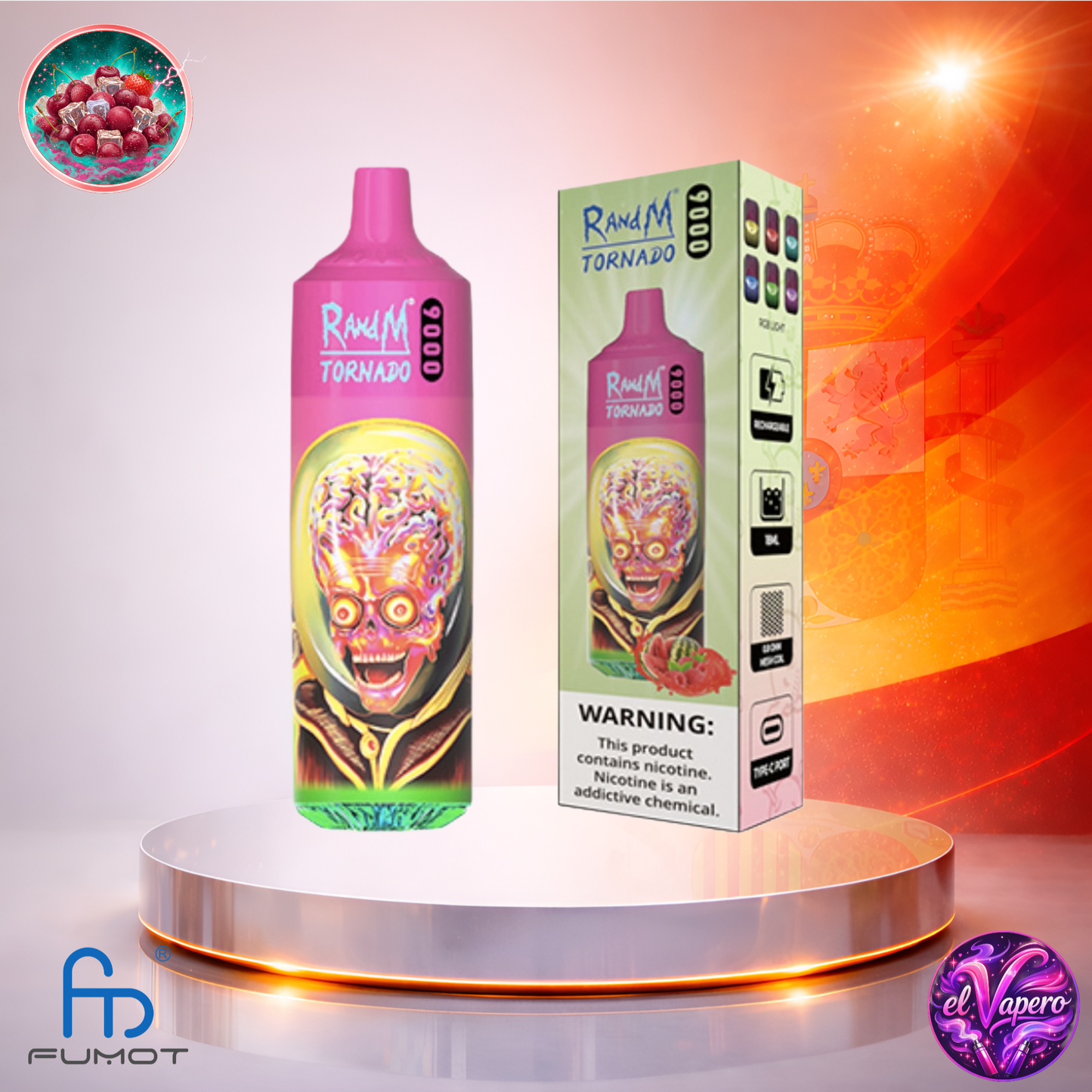 Vapers Desechables - Cigarrillo electrónico - España - Fumot - RandM Tornado - 9K - Raspberry Watermelon 9000 Caladas - Más baratos