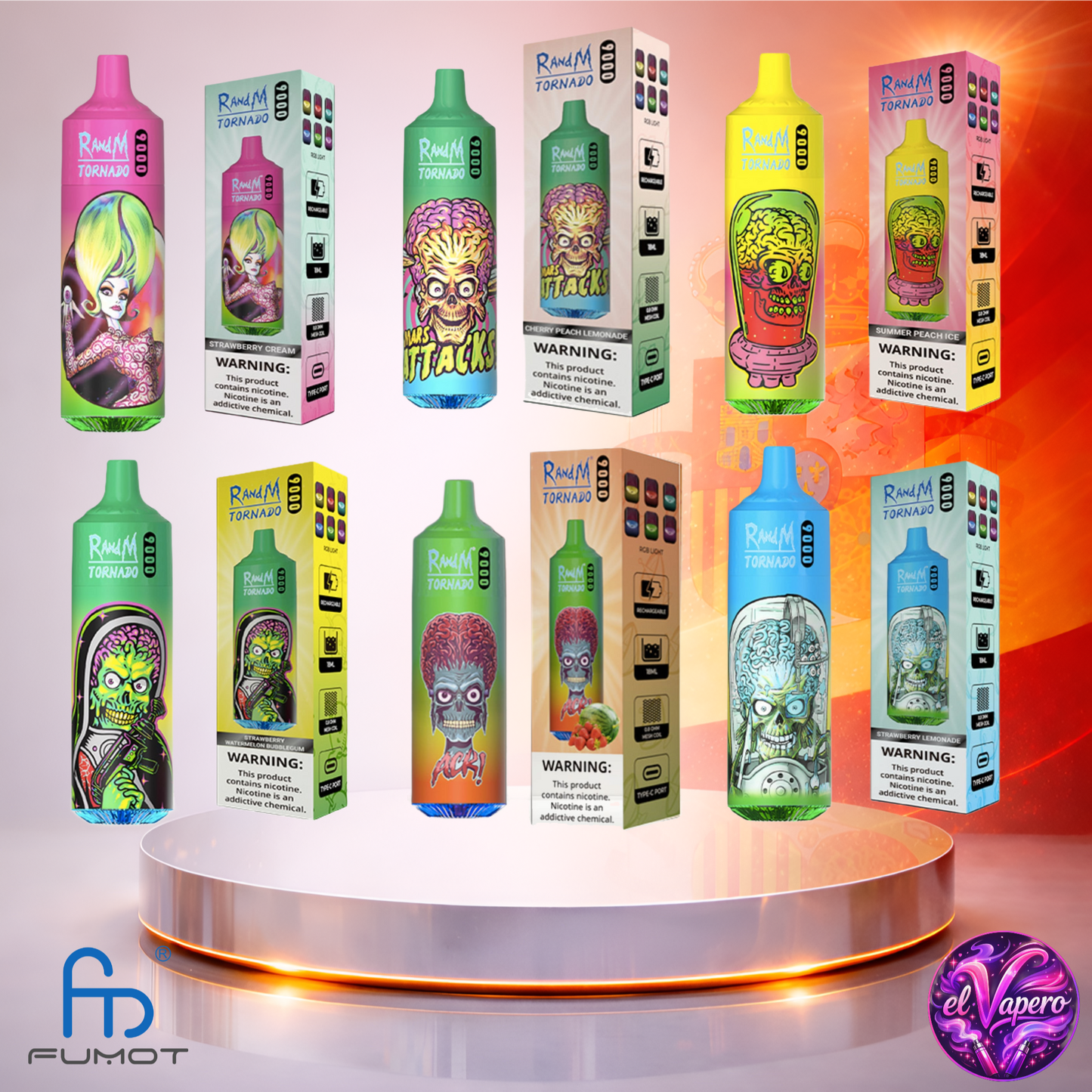 Vapers Desechables - Cigarrillo electrónico - España - Fumot - RandM Tornado - 9K - Sabores 3 9000 Caladas - Más baratos