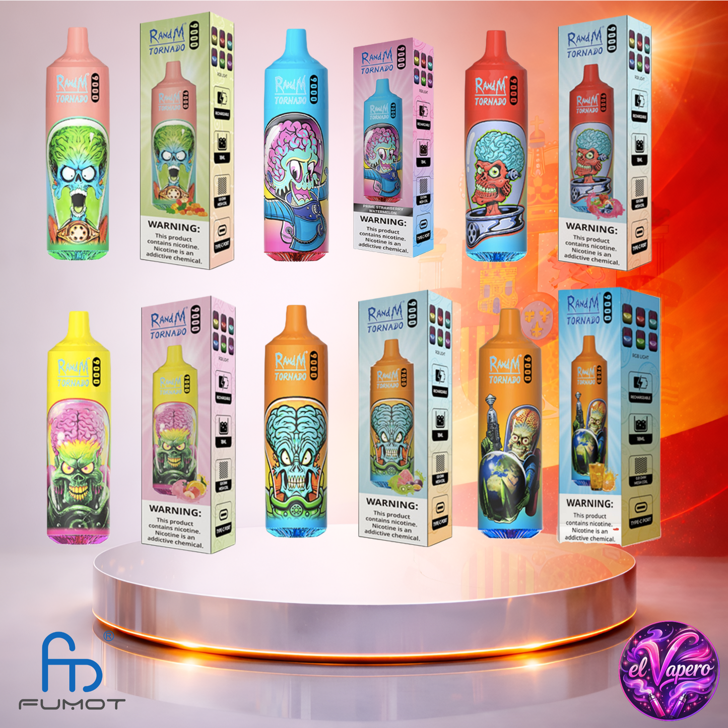 Vapers Desechables - Cigarrillo electrónico - España - Fumot - RandM Tornado - 9K - Sabores 5 9000 Caladas - Más baratos
