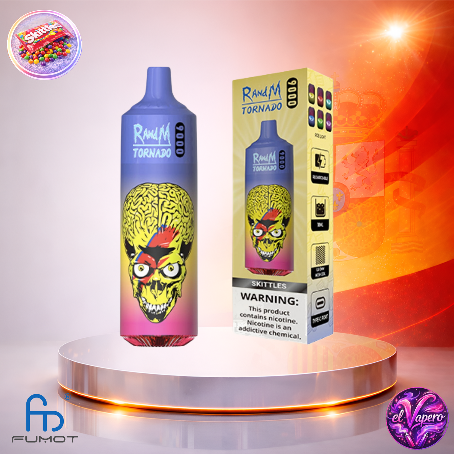 Vapers Desechables - Cigarrillo electrónico - España - Fumot - RandM Tornado - 9K - Skittles 9000 Caladas - El mejor precio