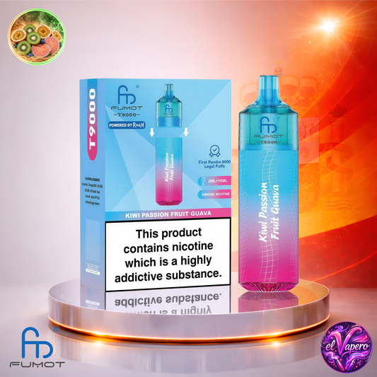 Vapers Desechables - Cigarrillo electrónico - España - Fumot - T9000 - 9K - Kiwi Passion Fruit Guava 9000 Caladas - El mejor precio