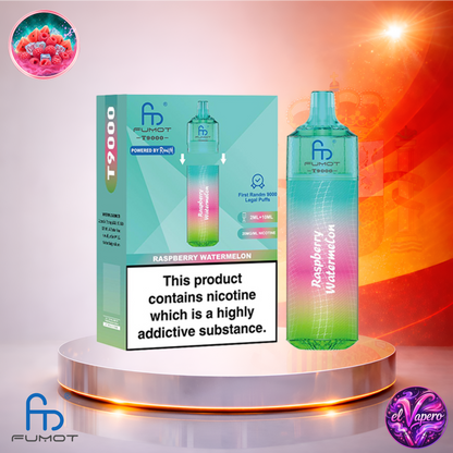 Vapers Desechables - Cigarrillo electrónico - España - Fumot - T9000 - 9K - Raspberry Watermelon 9000 Caladas - Más baratos