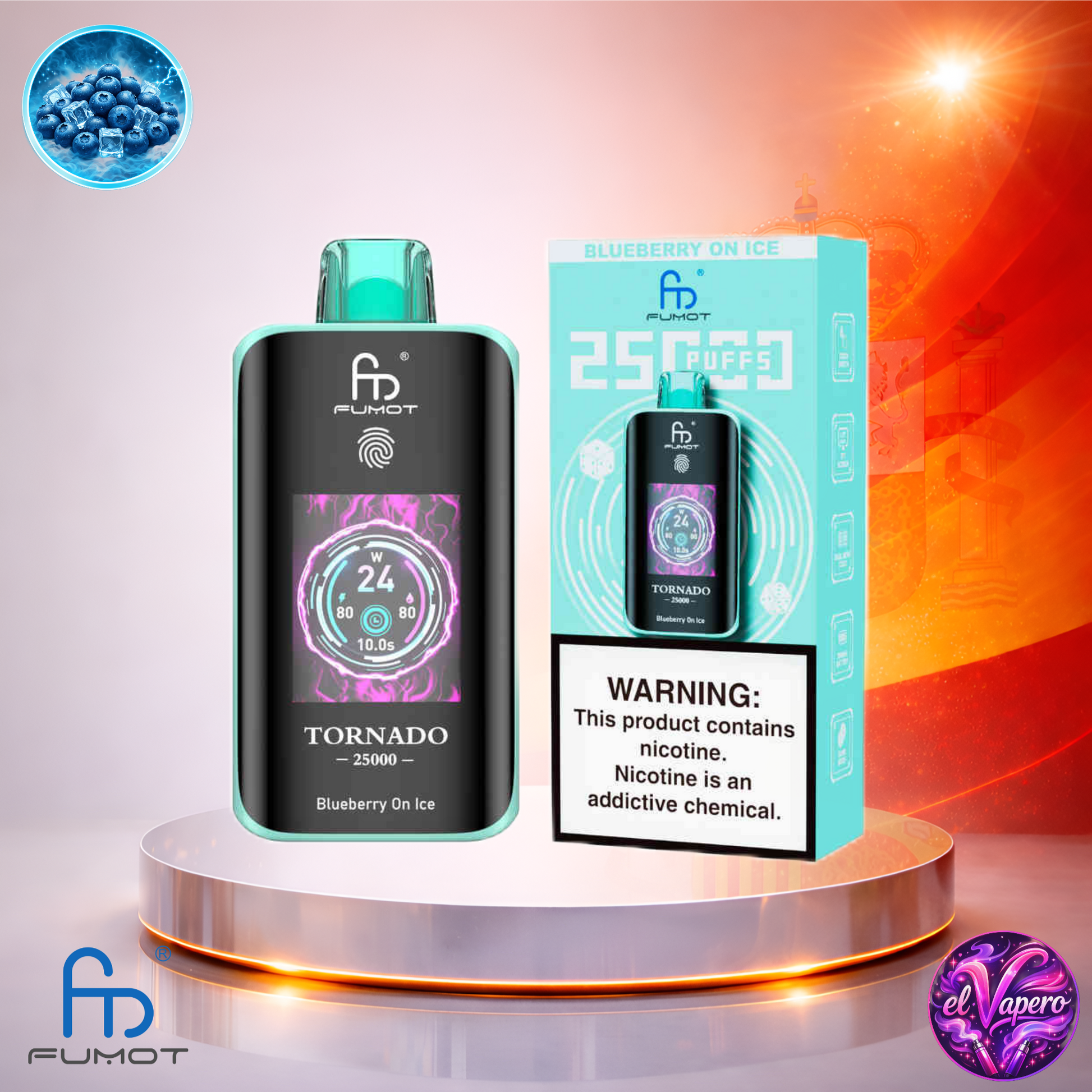 Vapers Desechables - Cigarrillo electrónico - España - Fumot - Tornado - 25K - Blueberry On Ice 25000 Caladas - Los más baratos