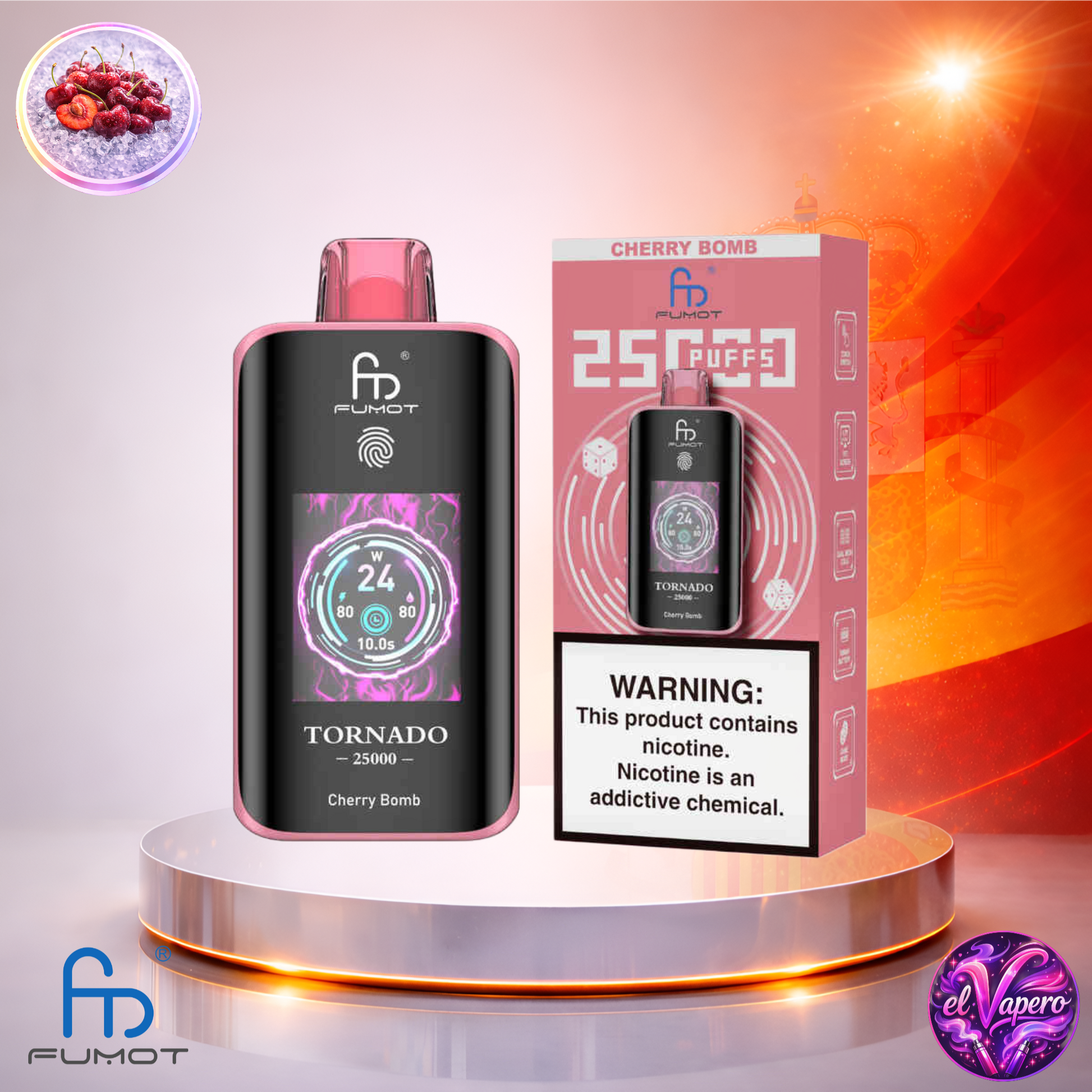 Vapers Desechables - Cigarrillo electrónico - España - Fumot - Tornado - 25K - Cherry Bomb 25000 Caladas - Más baratos
