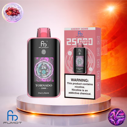 Vapers Desechables - Cigarrillo electrónico - España - Fumot - Tornado - 25K - Cherry Bomb 25000 Caladas - Más baratos