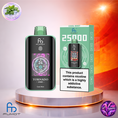 Vapers Desechables - Cigarrillo electrónico - España - Fumot - Tornado - 25K - Cool Mint 25000 Caladas - Más baratos