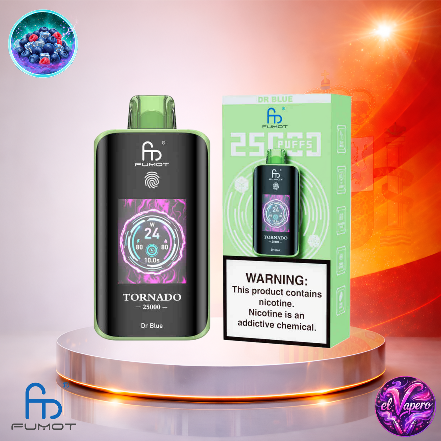 Vapers Desechables - Cigarrillo electrónico - España - Fumot - Tornado - 25K - Dr Blue 25000 Caladas - El mejor precio