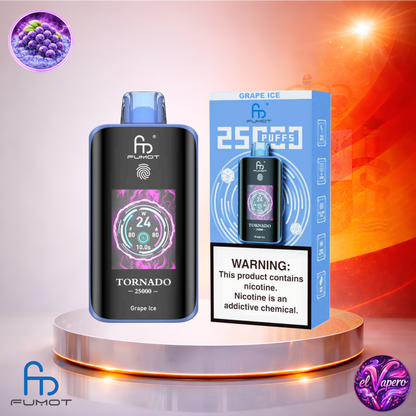 Vapers Desechables - Cigarrillo electrónico - España - Fumot - Tornado - 25K - Grape Ice 25000 Caladas - Los más baratos