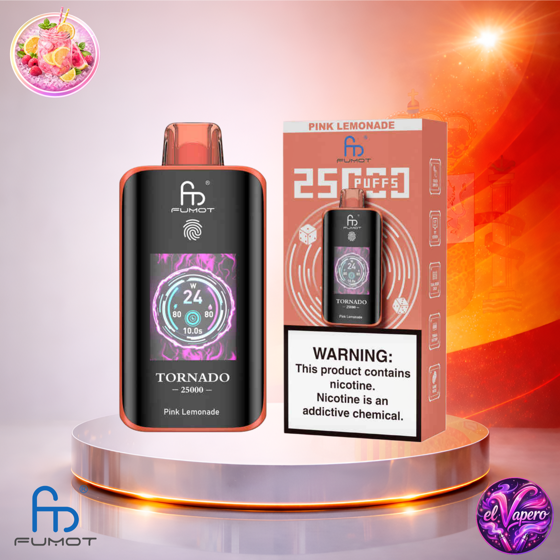 Vapers Desechables - Cigarrillo electrónico - España - Fumot - Tornado - 25K - Pink Lemonade 25000 Caladas - El mejor precio