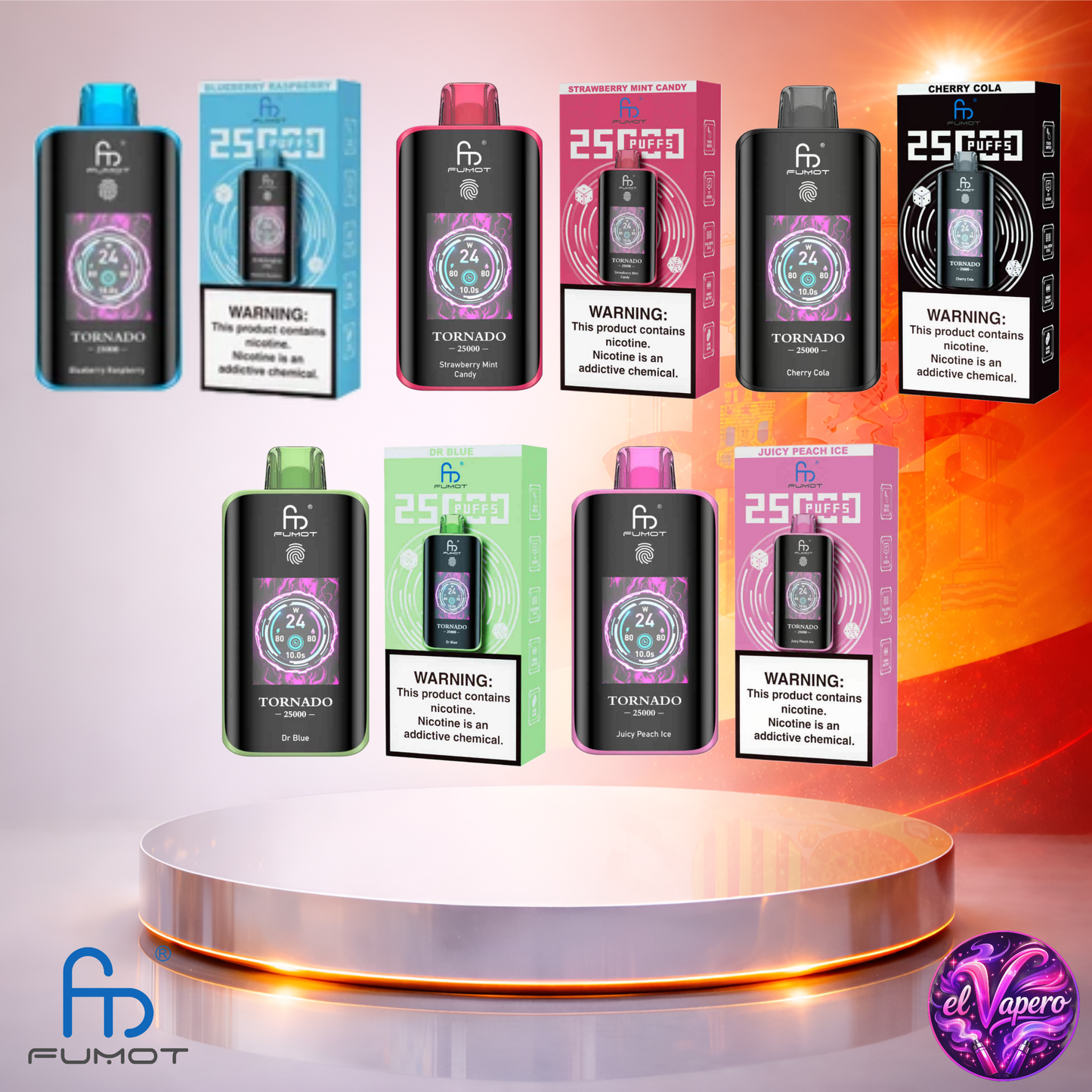 Vapers Desechables - Cigarrillo electrónico - España - Fumot - Tornado - 25K - Sabores 25000 Caladas - El mejor precio