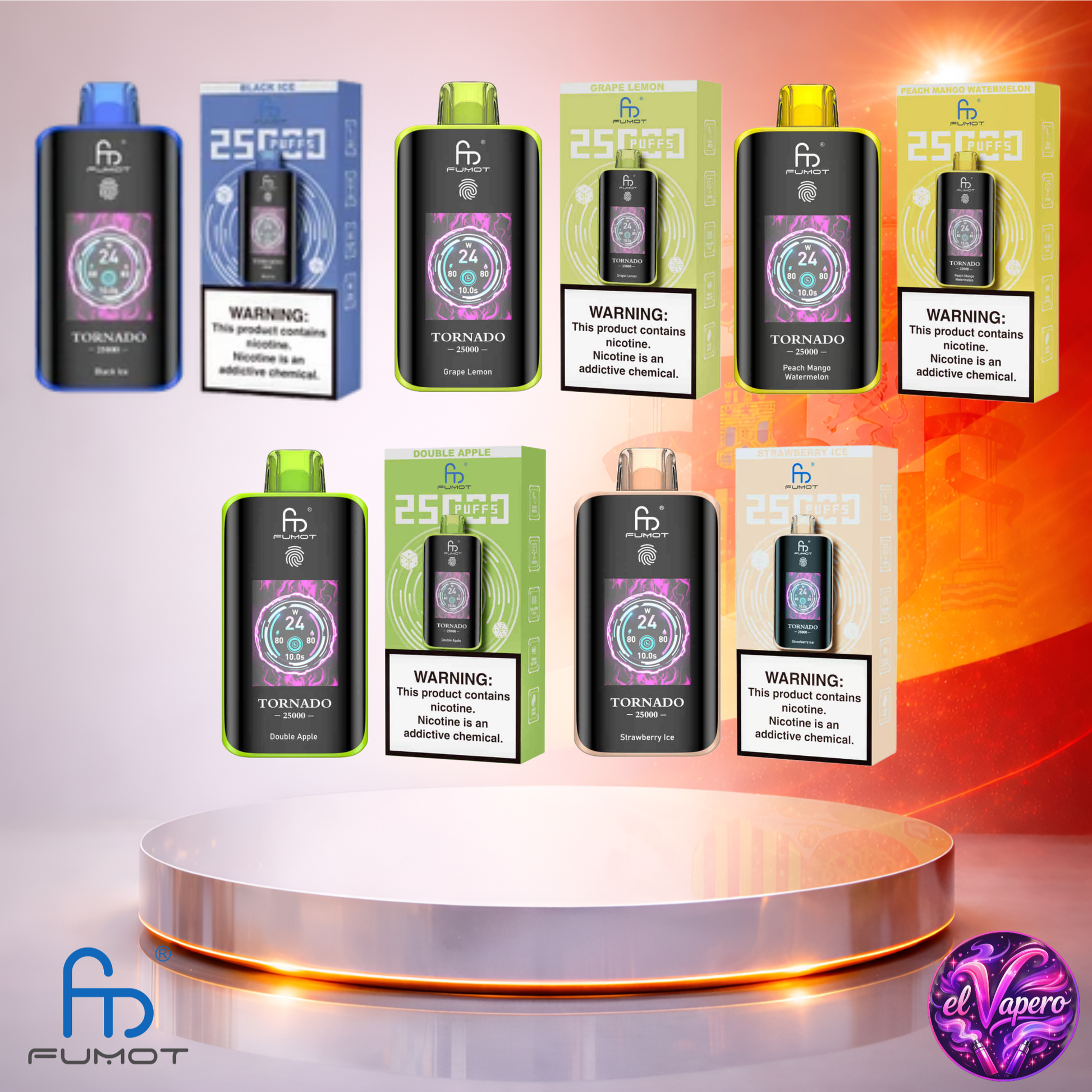 Vapers Desechables - Cigarrillo electrónico - España - Fumot - Tornado - 25K - Sabores 3-25000 Caladas - Los más baratos