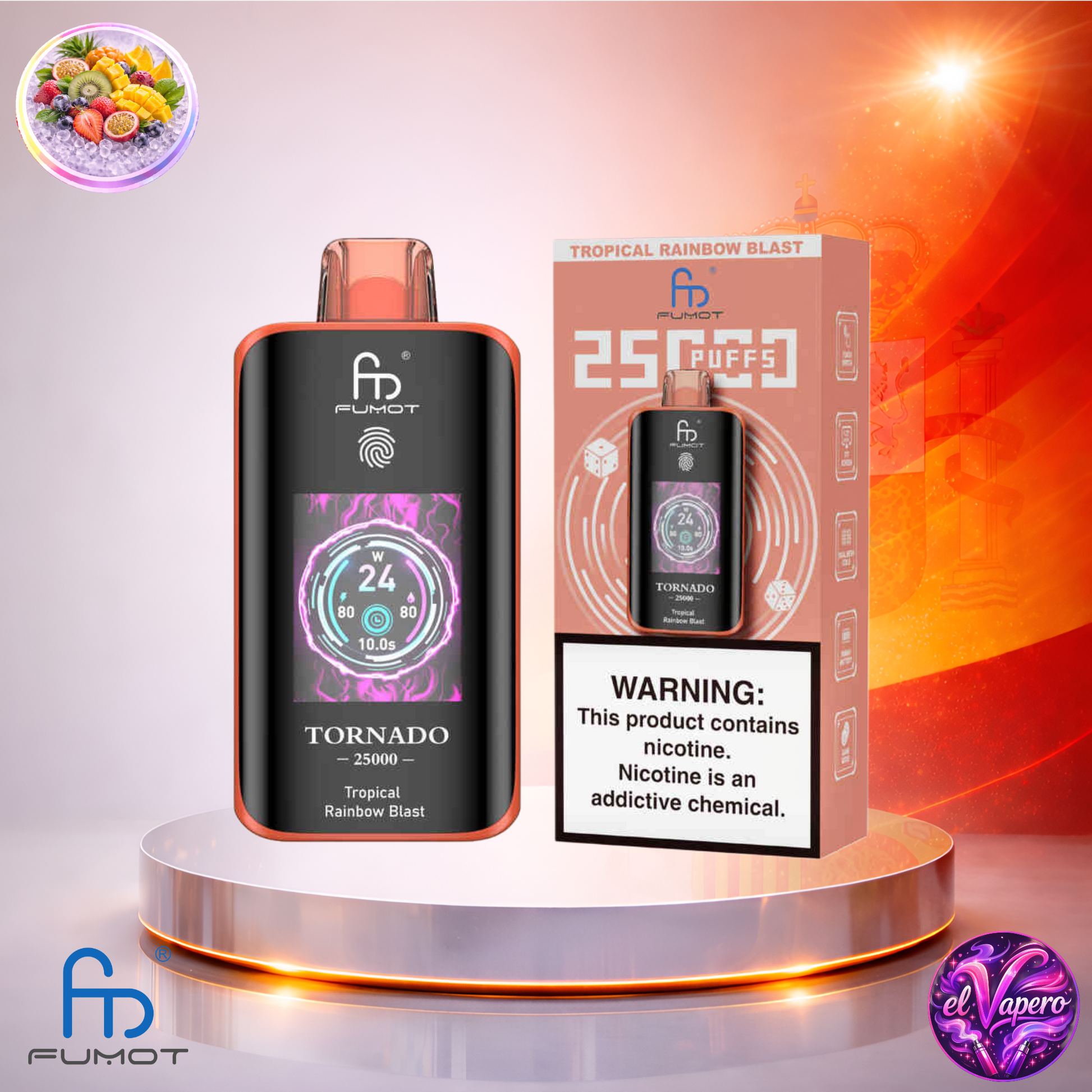 Vapers Desechables - Cigarrillo electrónico - España - Fumot - Tornado - 25K - Tropical Rainbow Blast 25000 Caladas - Más baratos