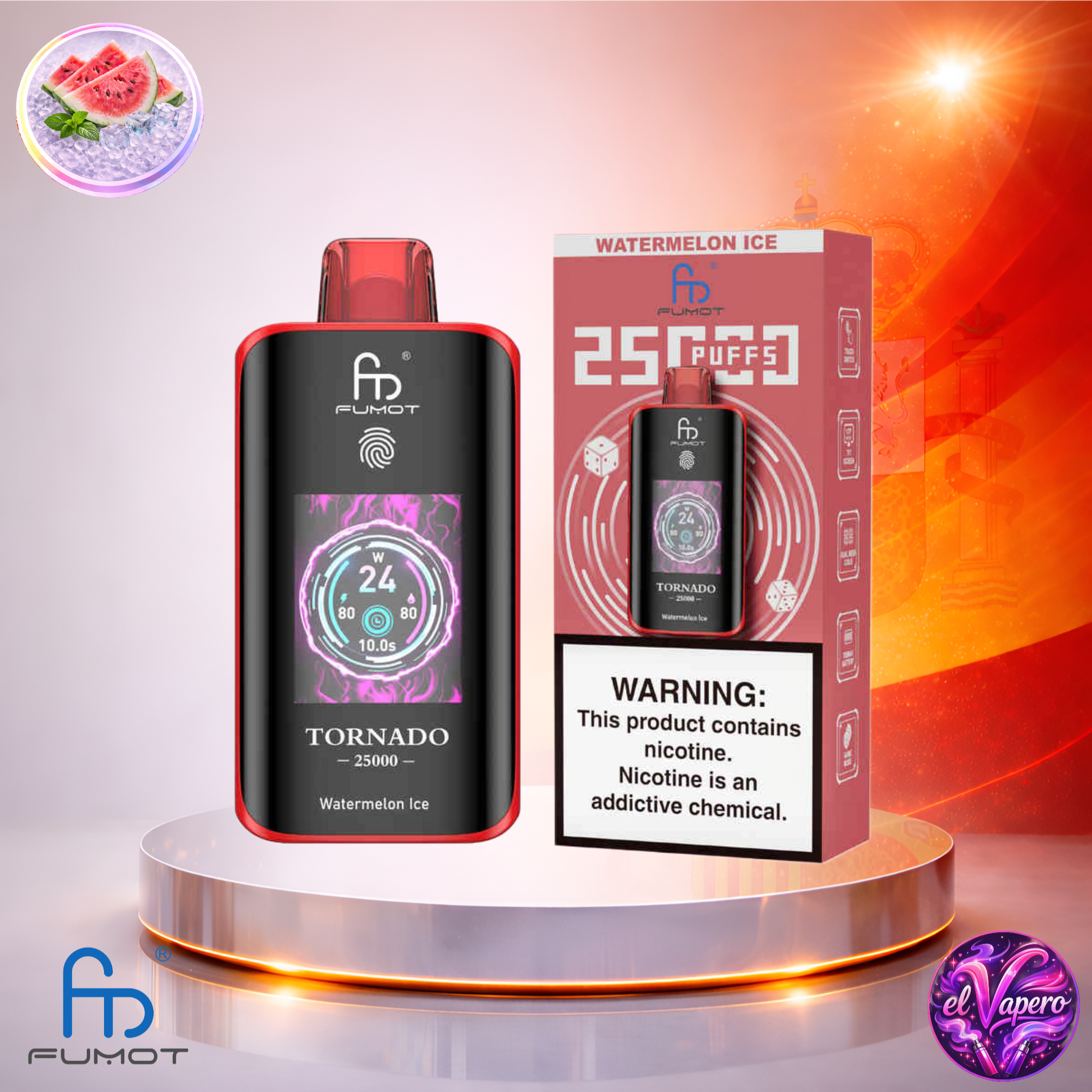 Vapers Desechables - Cigarrillo electrónico - España - Fumot - Tornado - 25K - Watermelon Ice 25000 Caladas - El mejor precio
