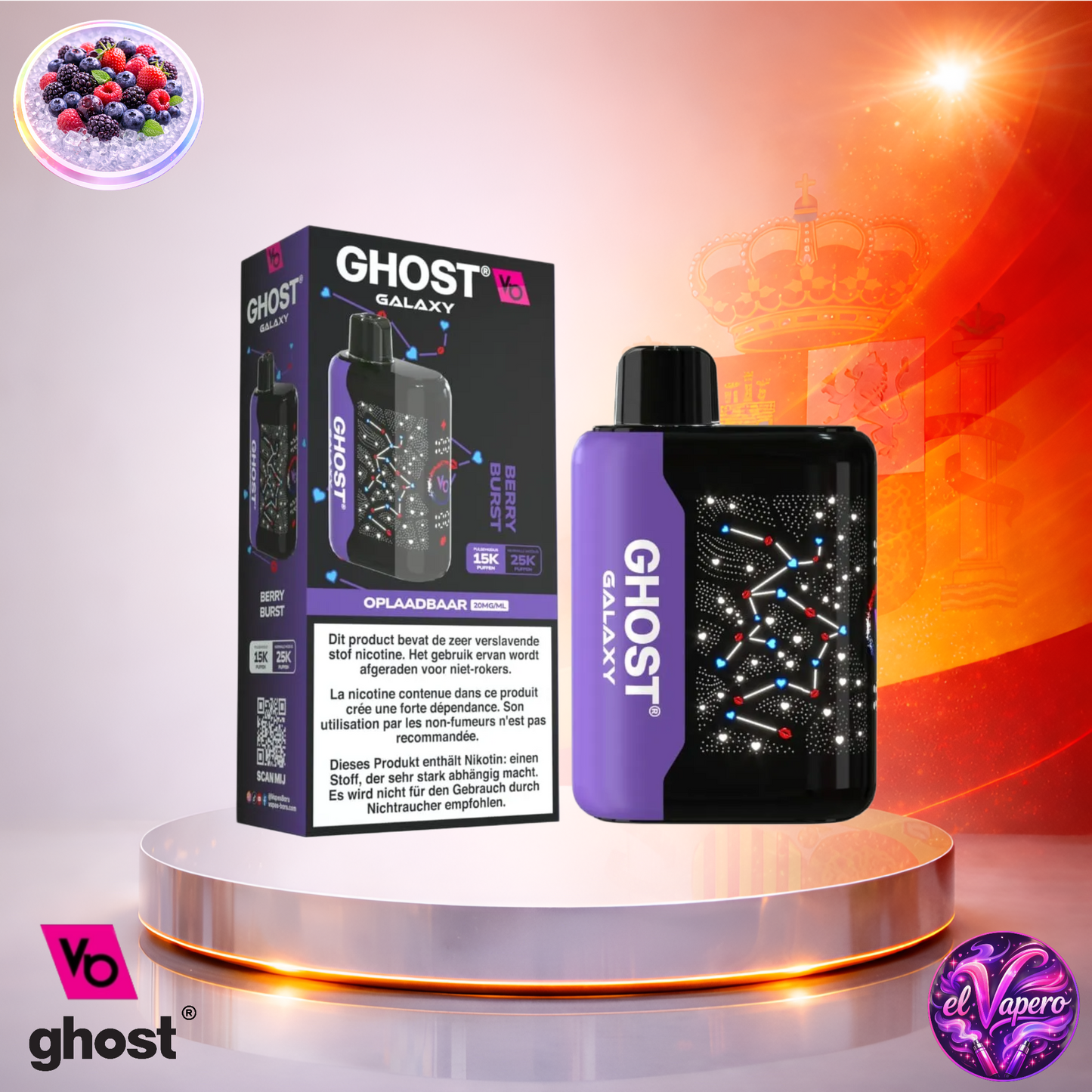 Vapers Desechables - Cigarrillo electrónico - España - Ghost Galaxy 25K - Berry Burst 25000 Caladas - Más baratos