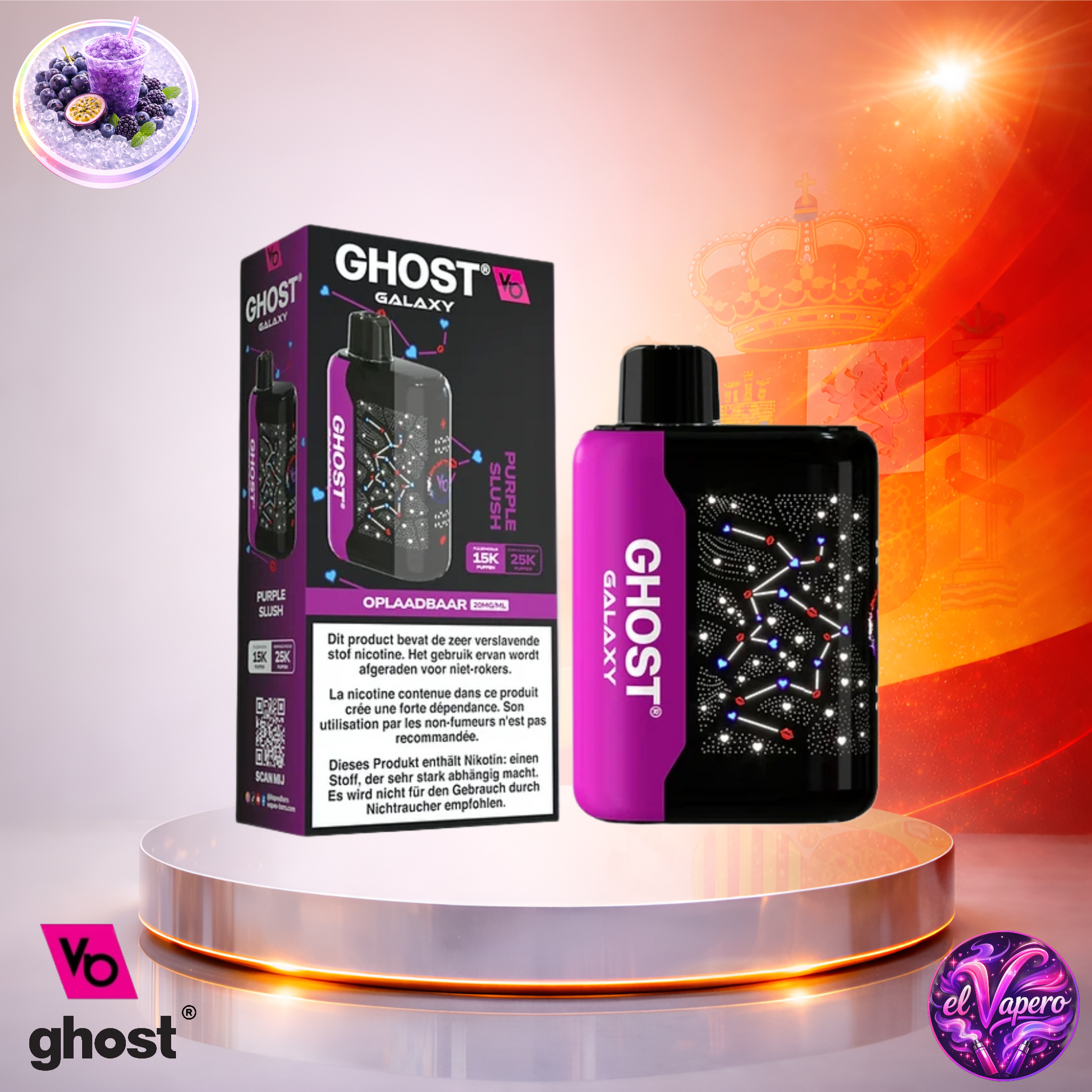 Vapers Desechables - Cigarrillo electrónico - España - Ghost Galaxy 25K - Purple Slush 25000 Caladas - Más baratos