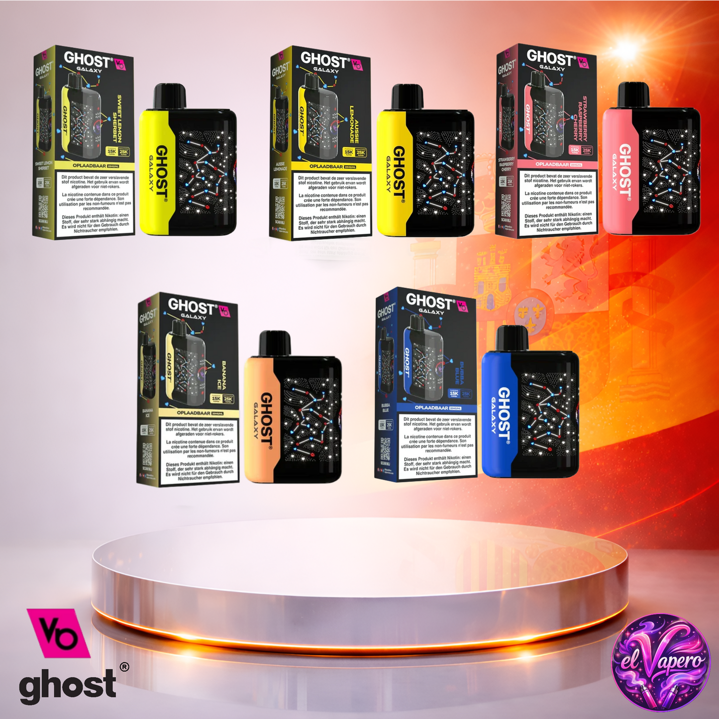 Vapers Desechables - Cigarrillo electrónico - España - Ghost Galaxy 25K - Sabores 2 25000 Caladas - Más baratos