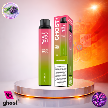 Vapers Desechables - Cigarrillo Electrónico - España - Ghost Pro 3500 - Aloe Grape 3500 Caladas - Más baratos