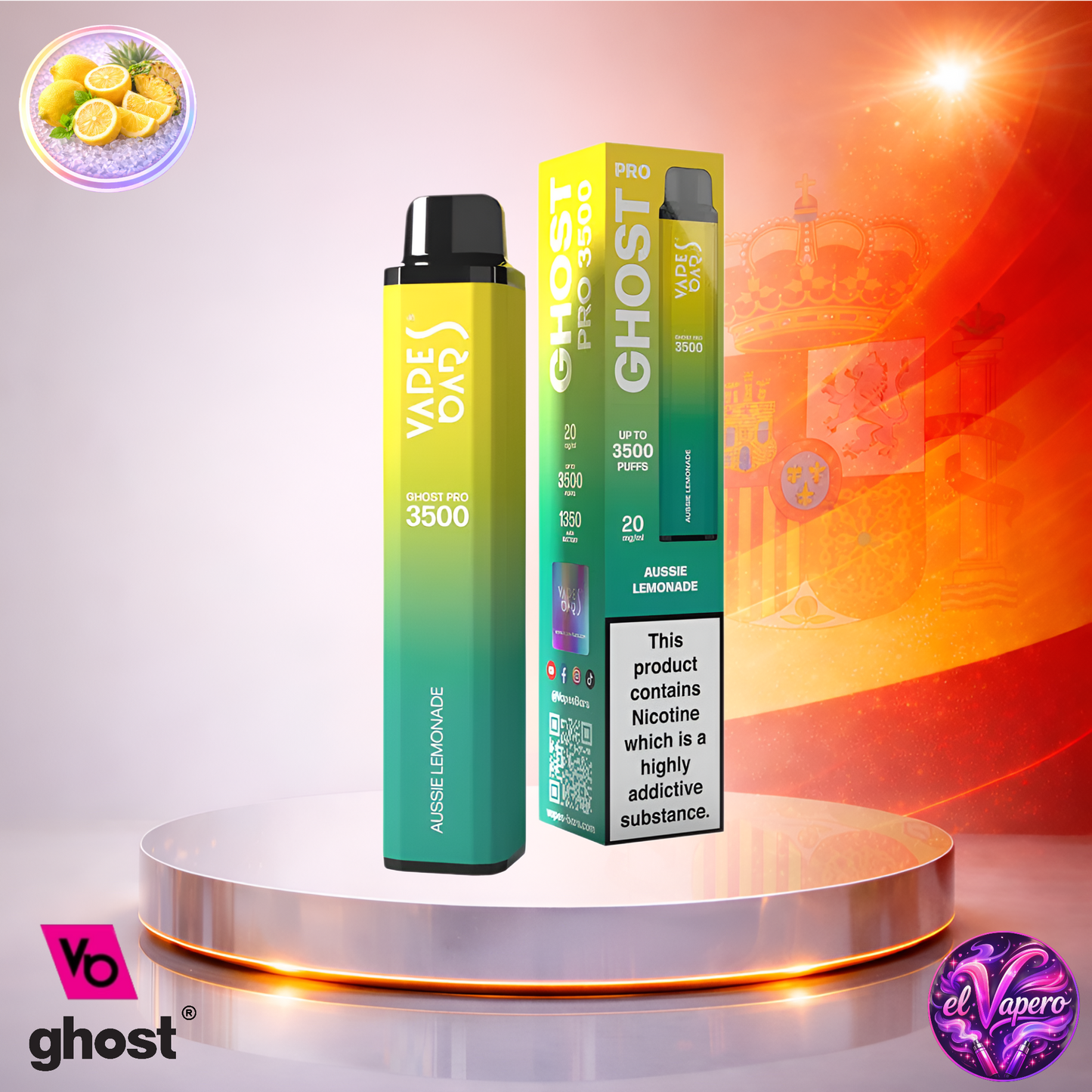 Vapers Desechables - Cigarrillo Electrónico - España - Ghost Pro 3500 - Strawberry Lemonade 3500 Caladas - Los más baratos