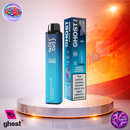 Vapers Desechables - Cigarrillo Electrónico - España - Ghost Pro 3500 - Blueberry Raspberry Blackberry 3500 Caladas - Los más baratos