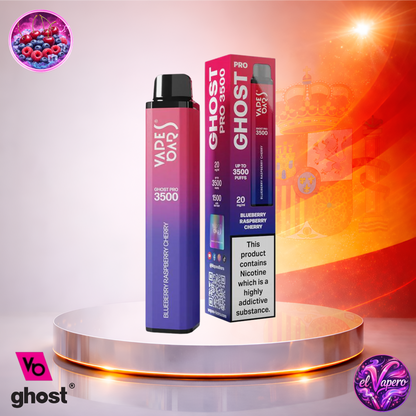 Vapers Desechables - Cigarrillo Electrónico - España - Ghost Pro 3500 - Blueberry Raspberry Cherry 3500 Caladas - El mejor precio