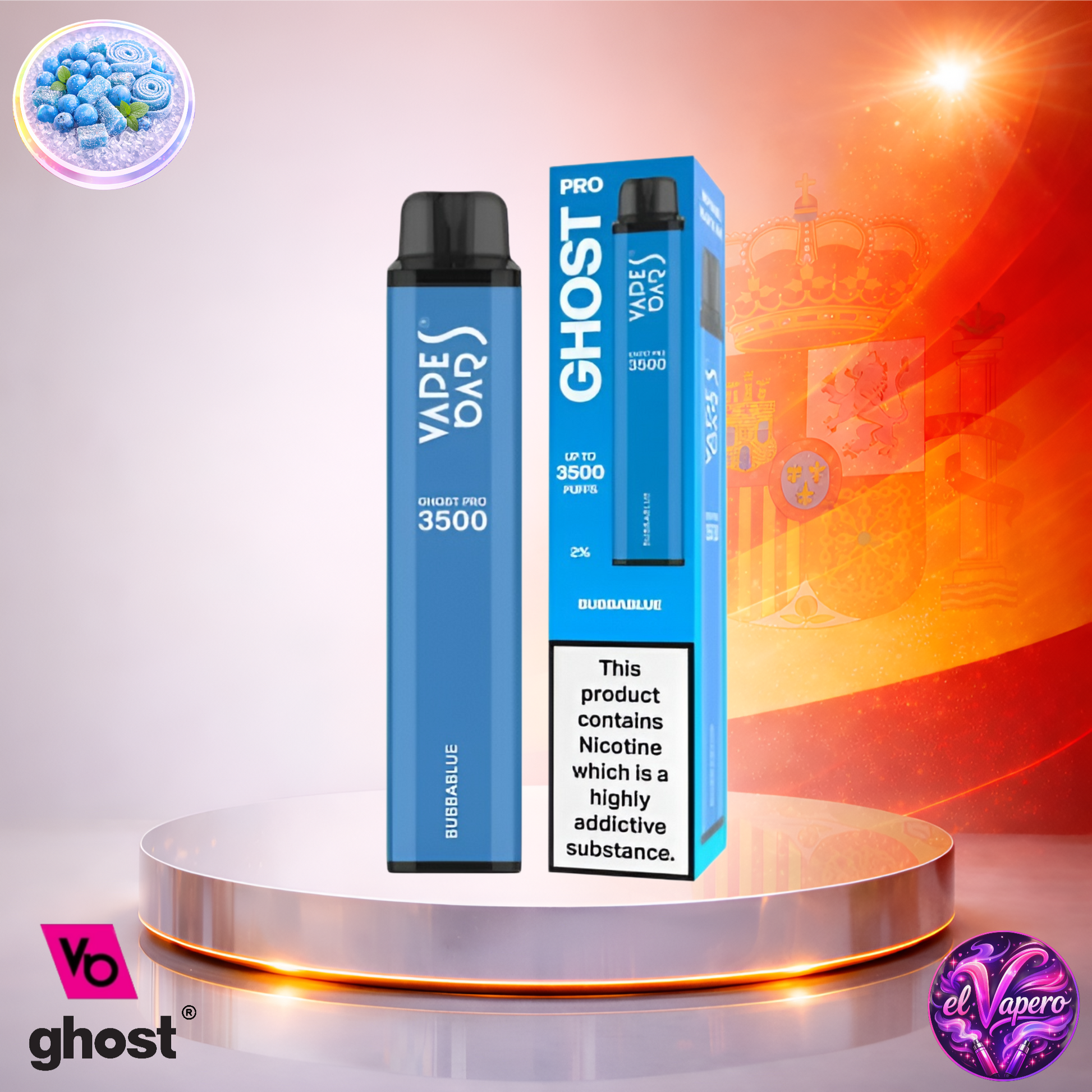 Vapers Desechables - Cigarrillo Electrónico - España - Ghost Pro 3500 - Bubba Blue 3500 Caladas - Los más baratos