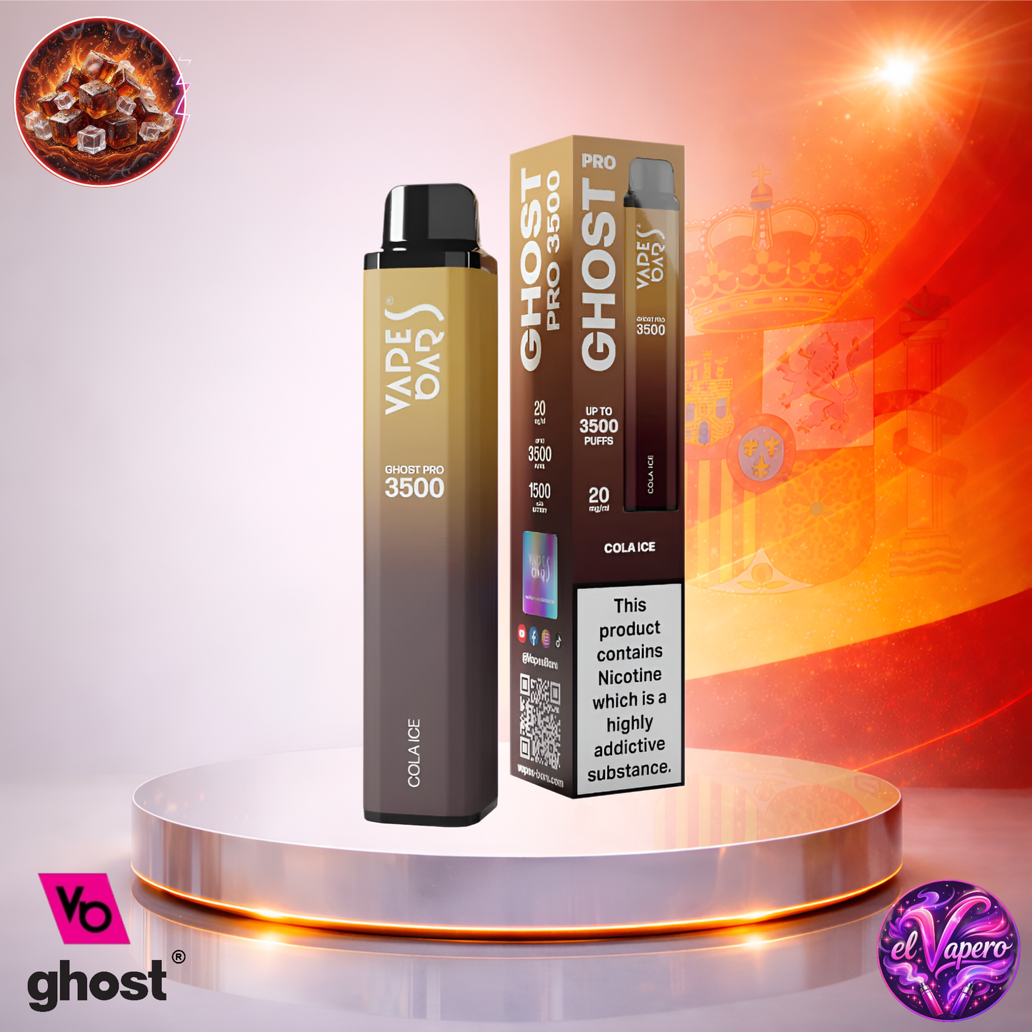 Vapers Desechables - Cigarrillo Electrónico - España - Ghost Pro 3500 - Cola Ice 3500 Caladas - Más baratos