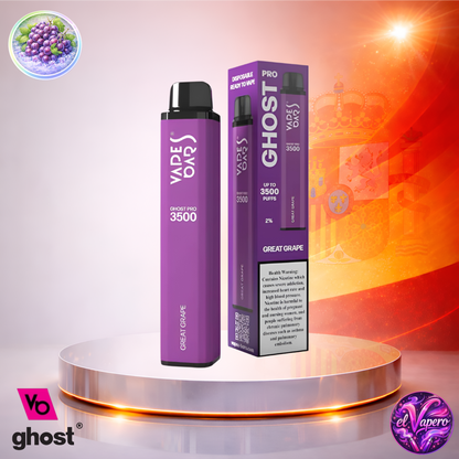 Vapers Desechables - Cigarrillo Electrónico - España - Ghost Pro 3500 - Great Grape 3500 Caladas - El mejor precio