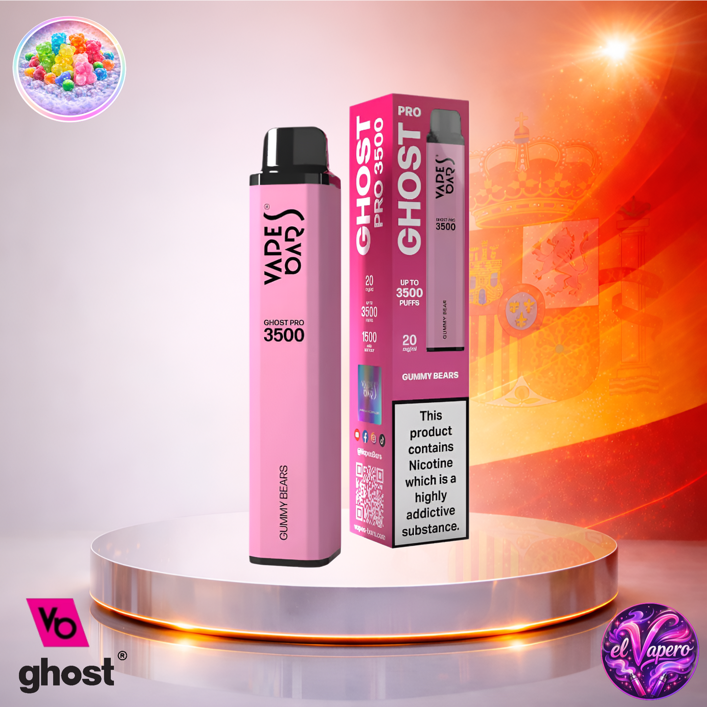 Vapers Desechables - Cigarrillo Electrónico - España - Ghost Pro 3500 - Gummy Bears 3500 Caladas - Los más baratos