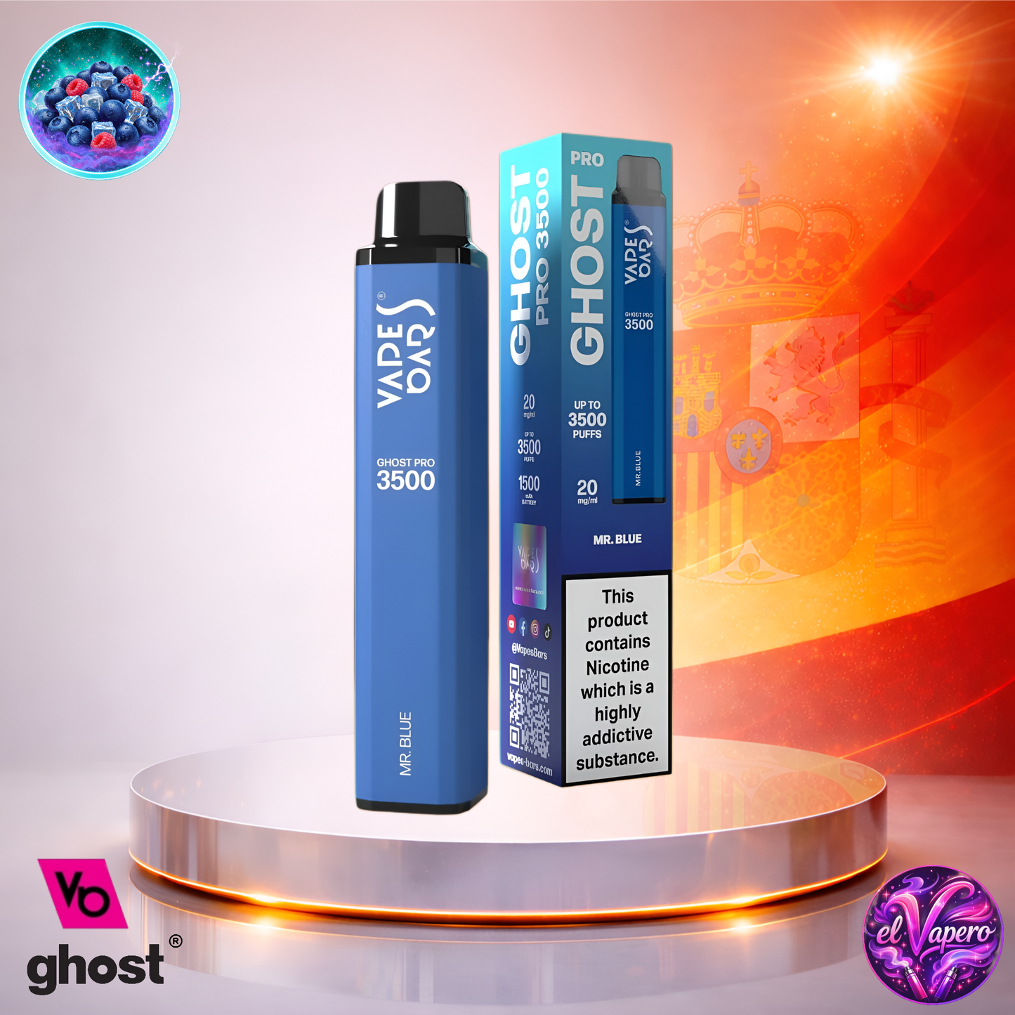 Vapers Desechables - Cigarrillo Electrónico - España - Ghost Pro 3500 - Mr Blue 3500 Caladas - Más baratos