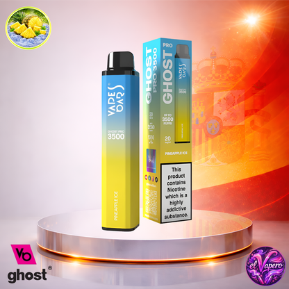 Vapers Desechables - Cigarrillo Electrónico - España - Ghost Pro 3500 - Pineapple Ice 3500 Caladas - El mejor precio