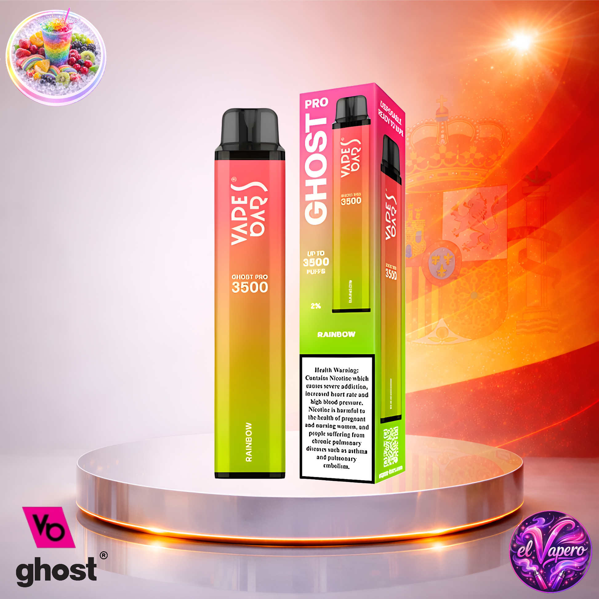 Vapers Desechables - Cigarrillo Electrónico - España - Ghost Pro 3500 - Rainbow 3500 Caladas - Los más baratos