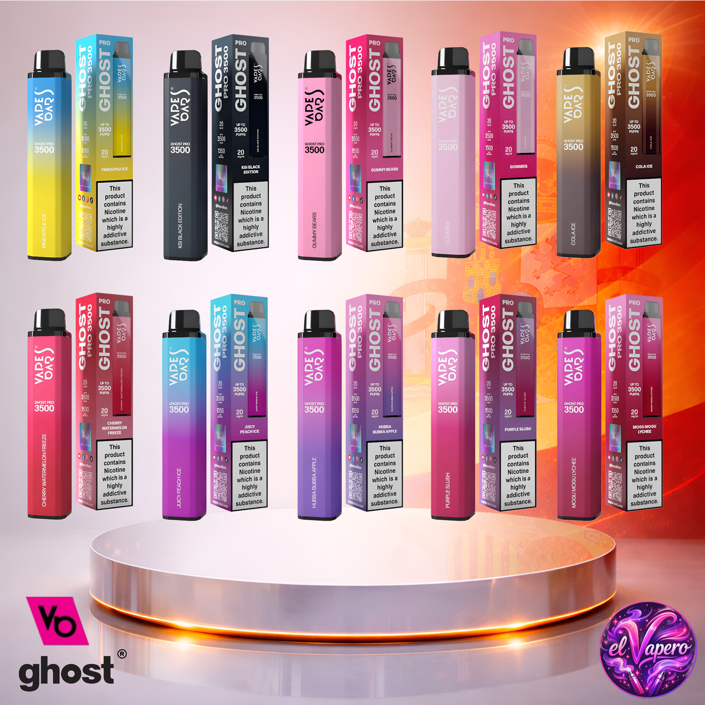 Vapers Desechables - Cigarrillo Electrónico - España - Ghost Pro 3500 - Sabores 2 3500 Caladas - Más baratos