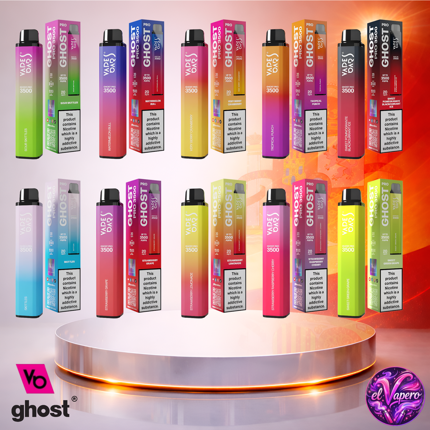 Vapers Desechables - Cigarrillo Electrónico - España - Ghost Pro 3500 - Sabores 3 3500 Caladas - Más baratos