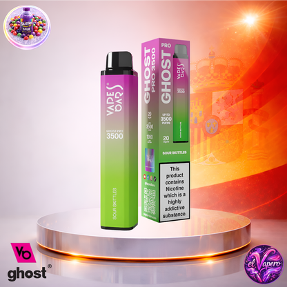 Vapers Desechables - Cigarrillo Electrónico - España - Ghost Pro 3500 - Sour Skittles 3500 Caladas - El mejor precio