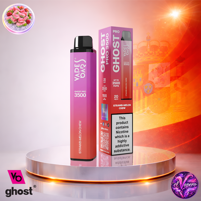 Vapers Desechables - Cigarrillo Electrónico - España - Ghost Pro 3500 - Straw Melon Chew 3500 Caladas - El mejor precio