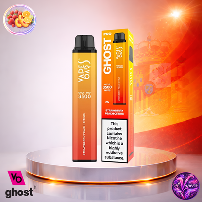 Vapers Desechables - Cigarrillo Electrónico - España - Ghost Pro 3500 - Strawberry Peach Citrus 3500 Caladas - Más baratos