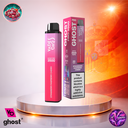 Vapers Desechables - Cigarrillo Electrónico - España - Ghost Pro 3500 - Strawberry Raspberry Cherry 3500 Caladas - El mejor precio