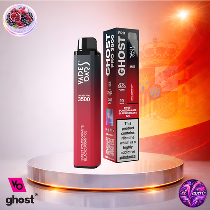 Vapers Desechables - Cigarrillo Electrónico - España - Ghost Pro 3500 - Sweet Pomegranate Blackcurrant Ice 3500 Caladas - Los más baratos