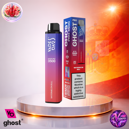 Vapers Desechables - Cigarrillo Electrónico - España - Ghost Pro 3500 - Watermelon Bull 3500 Caladas - Más baratos