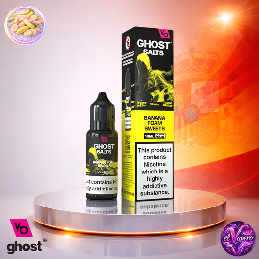 Vapers Desechables - Cigarrillo Electrónico - España - Ghost Salts - 10ml - Liquidy Banana Foam Sweets - Líquido Sal De Nicotina - Los más baratos