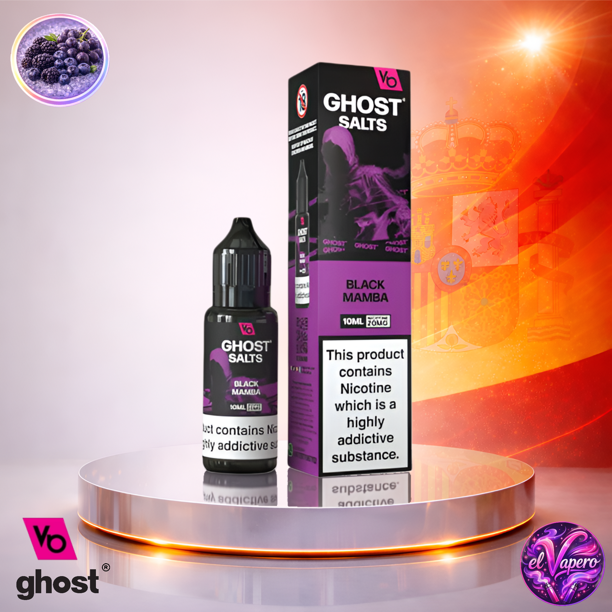 Vapers Desechables - Cigarrillo Electrónico - España - Ghost Salts - 10ml - Liquidy Black Mamba - Líquido Sal De Nicotina - Los más baratos