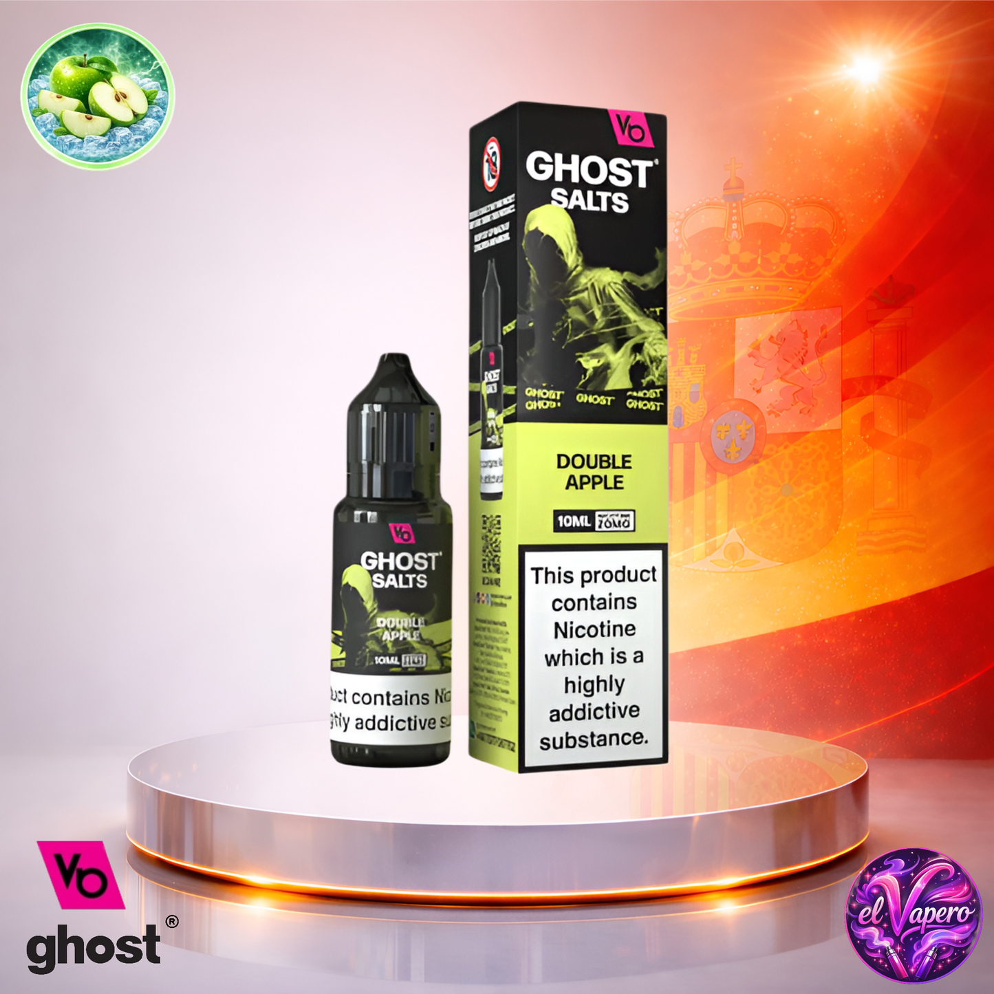 Vapers Desechables - Cigarrillo Electrónico - España - Ghost Salts - 10ml - Liquidy Double Apple - Líquido Sal De Nicotina - Los más baratos