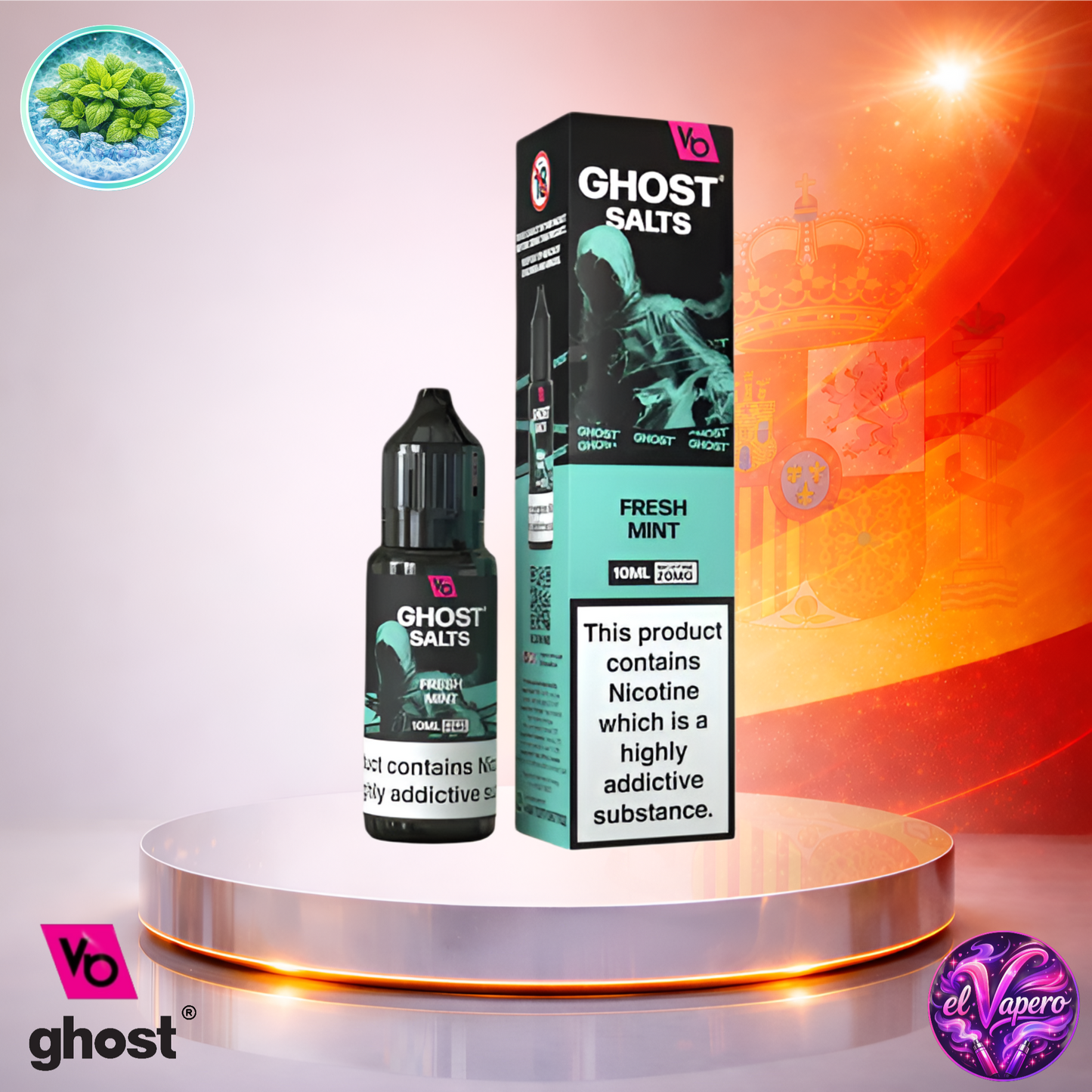 Vapers Desechables - Cigarrillo Electrónico - España - Ghost Salts - 10ml - Liquidy Fresh Mint - Líquido Sal De Nicotina - Más baratos