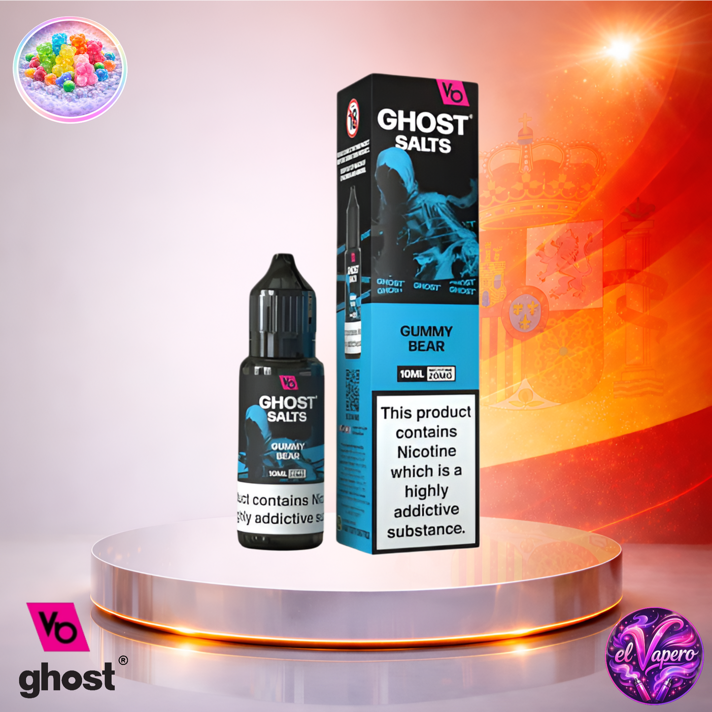 Vapers Desechables - Cigarrillo Electrónico - España - Ghost Salts - 10ml - Liquidy Gummy Bear - Líquido Sal De Nicotina - Más baratos